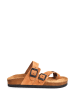 Moosefield Leren teenslippers lichtbruin