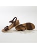 BACKSUN Skórzane sandały "Calabria" w kolorze brązowym na koturnie