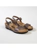 BACKSUN Skórzane sandały "Calabria" w kolorze szarym na koturnie