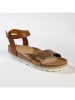 BACKSUN Leder-Sandalen "Junin" in Hellbraun/ Gold