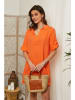 Lin Passion Leinen-Kleid in Orange
