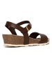 Sunbay Skórzane sandały "Mateo" w kolorze ciemnobrązowym na koturnie