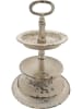 Clayre & Eef Etażerka w kolorze kremowym - wys. 34 x Ø 22 cm