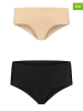 Bye Bra 2er-Set: Slips in Beige/ Schwarz