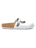 Comfortfusse Leder-Clogs in Silber/ Weiß