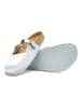 Comfortfusse Leder-Clogs in Silber/ Weiß
