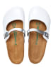 Comfortfusse Leder-Clogs in Silber/ Weiß