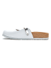 Comfortfusse Leder-Clogs in Silber/ Weiß