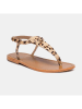 CALANK Leder-Zehensandalen in Beige/ Braun