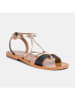 CALANK Leder-Sandalen in Schwarz/ Gold