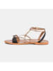 CALANK Leder-Sandalen in Schwarz/ Gold