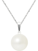 Pearl Addict Srebrny naszyjnik "Solo" z perłą w kolorze białym - dł. 42 cm