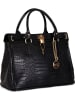 Mia Tomazzi Leder-Henkeltasche "Rezia" in Schwarz - (B)36 x (H)28 x (T)18 cm