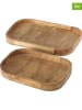 Boltze 2-delige set: decoratieve dienbladen "Tikko" bruin
