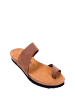 Comfortfusse Leren teenslippers zandkleurig