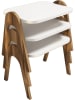 Evila Set van drie tafels "Paris" wit/walnootkleurig - (B)49 x (H)42 x (D)35,5 cm