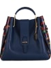 Anna Morellini Leder-Henkeltasche in Dunkelblau - (B)38 x (H)32 x (T)13 cm