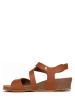 BACKSUN Sandały "Lamezia" w kolorze jasnobrązowym na koturnie