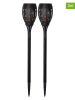STAR Trading 2er-Set: LED-Solar-Gartenstecker "Flame" in Schwarz - (H)50 cm