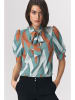 Nife Blouse mintgroen/camel/wit