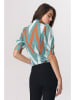 Nife Blouse mintgroen/camel/wit
