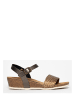 Sunbay Leder-Keilsandaletten "Rita" in Grau/ Gold
