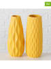 Boltze 2er-Set: Vasen "Luana" in Gelb - (H)24 x Ø 10 cm
