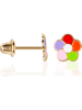 L instant d Or Gouden oorstekers "Marguerite multicolore"