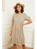 Le Monde du Lin Leinen-Kleid in Taupe