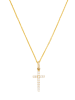 L instant d Or Gouden hanger "Croix promise" met edelstenen