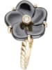 DIAMOND & CO Gouden ring "Fleur noir" met diamant