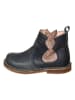 Leder-Boots in Dunkelblau/ Gold