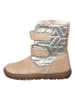 Leder-Winterboots in Beige/ Silber