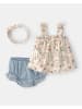 3tlg. Outfit in Beige/ Hellblau