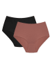 Pełne figi high waist (2 pary) w kolorze czarnym i szaroróżowym