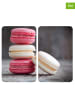 Płyty (2 szt.) "Macarons" w kolorze szaro-różowym na kuchenkę  - 30 x 52 cm