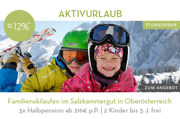 Familienskilaufen im Salzkammergut in Oberösterreich
