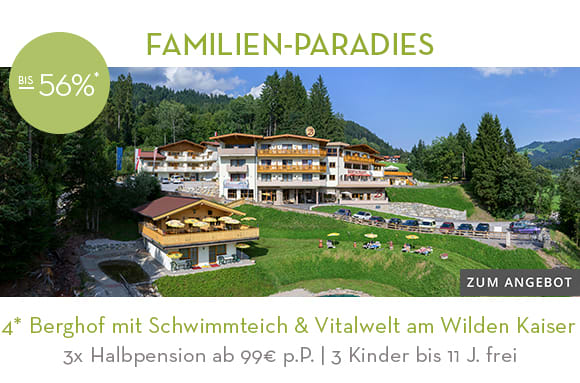 05_4* Berghof mit Schwimmteich und Vitalwelt am Wilden Kaiser. Hier klicken!