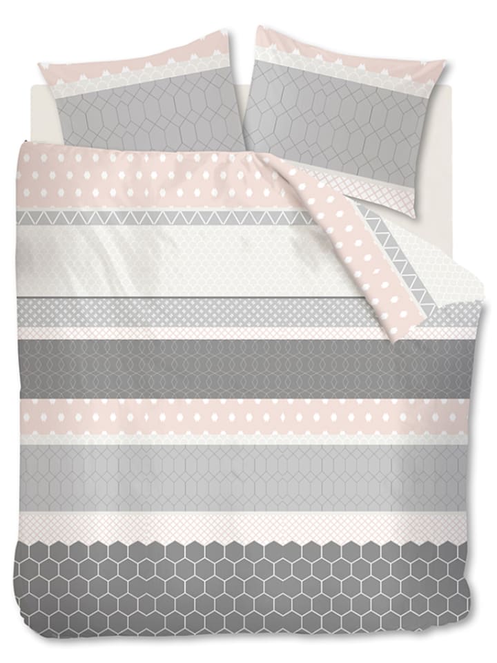 ambiante satin bettwaesche set iris in grau rosa